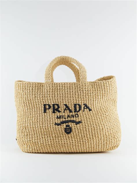 prada raffia tote bag size|Prada canvas tote large.